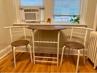Space saving 3-Piece Wooden Round Table & Chair Set