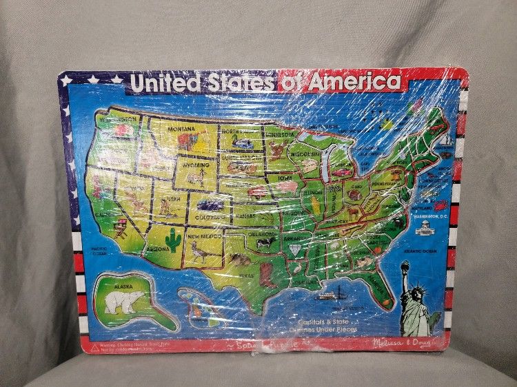 Melissa & Doug U.S.A. Map Sound Puzzle - Hear State Names and Capitals! - 40 Pieces  - For Ages 5 and Up - Great Condition! 