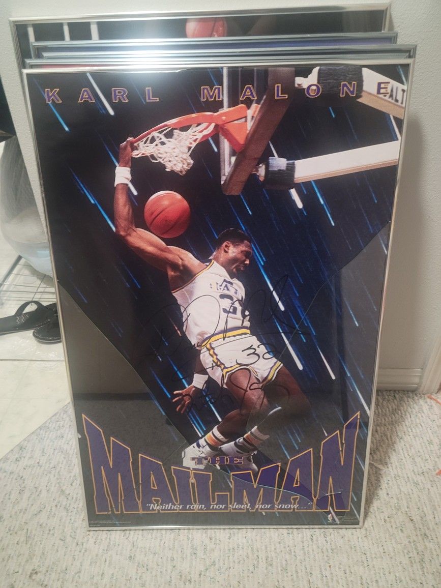 Karl Malone Signed Poster