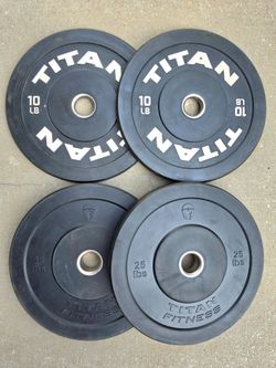 Titan Fitness 10-25lb Economy Black Rubber Bumper Plate Set
