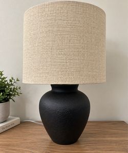 Modern Black Table Lamp with Linen Shade
