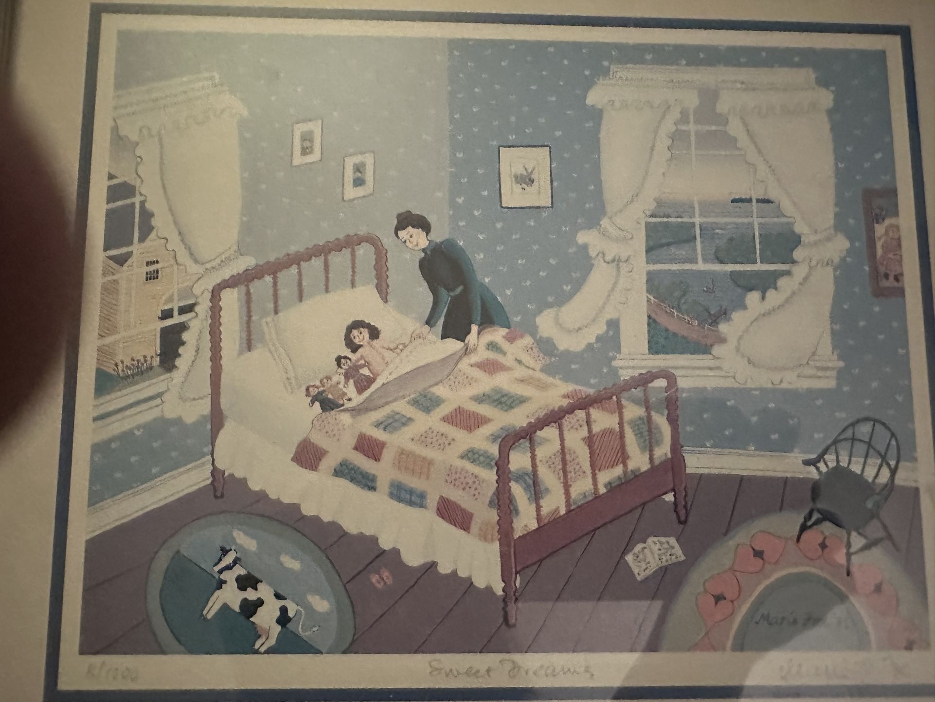 Colorful framed print by artist Maria Fox . Numbered 