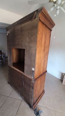 Large Wooden Armoire Entertainment Center