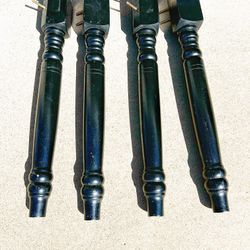 Set Of 4 Chunky Black Solid Wood Dining Table Legs - 28.5” In.