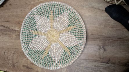 Large 18" Vintage Boho Coiled Wall Basket Decor