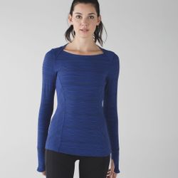 LULULEMON Kanto Stripe Sapphire Blue Black Kanto Catch Me Long Sleeve Top