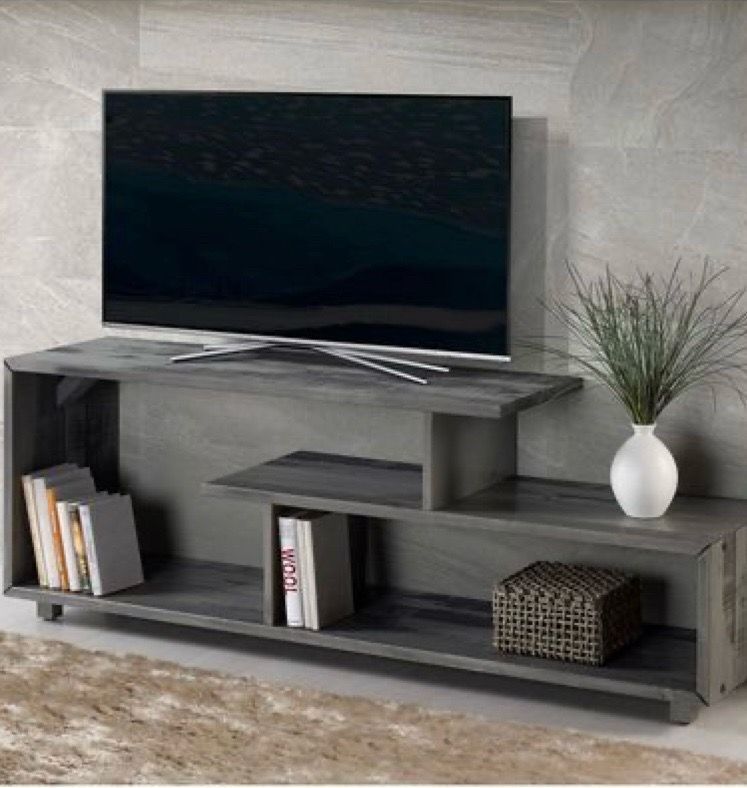 Pier 1 Modern Tiered Media Console TV Stand Grey