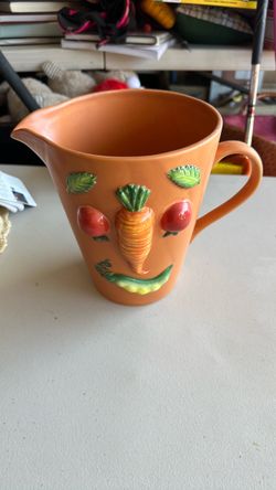 Ceramic Pitcher with Vegetable Face Design