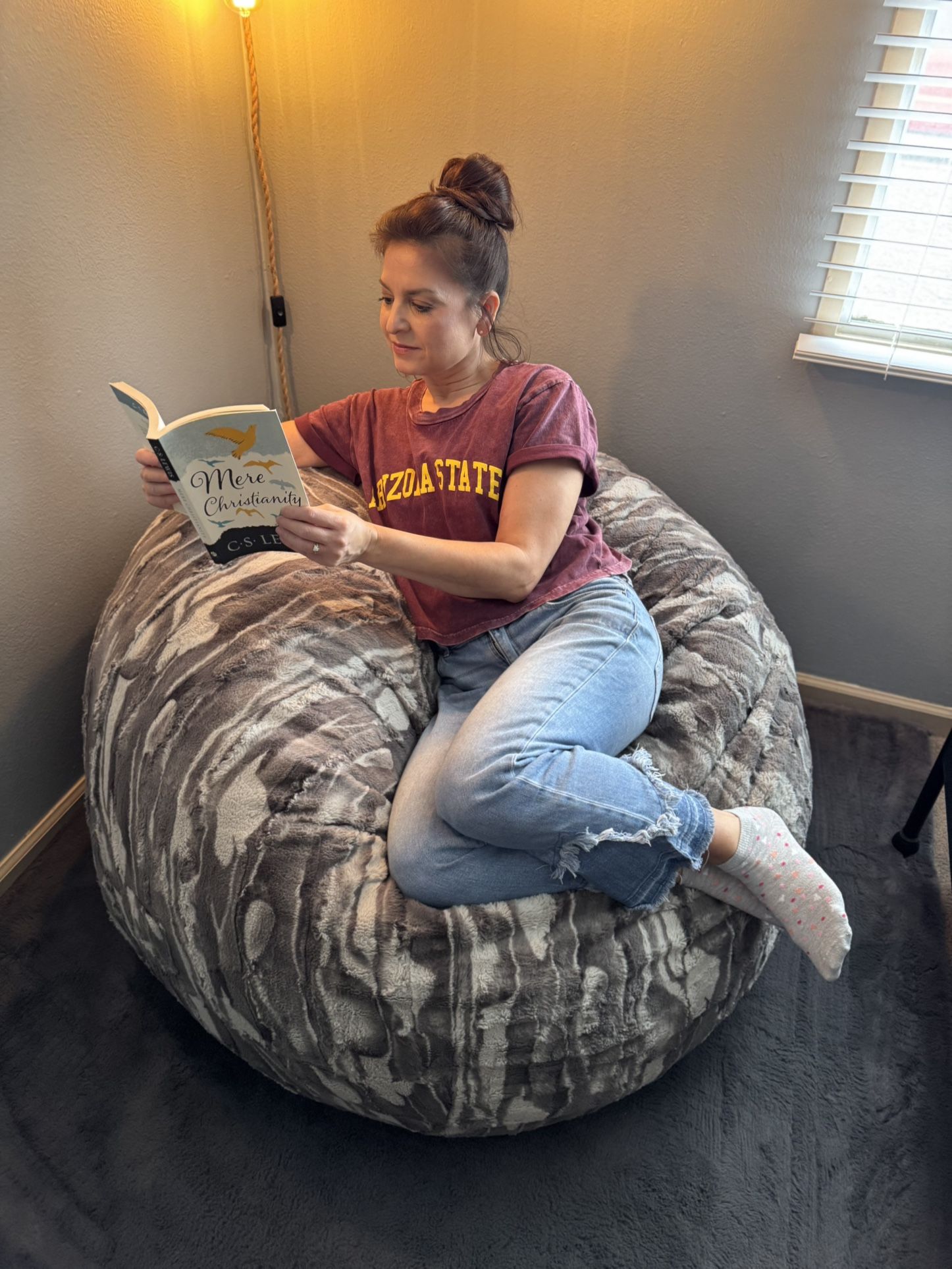 Lovesac Citysac w/ Silver Liger Phur cover super comfy & soft beanbag chair sack kids bedroom living room reading nook