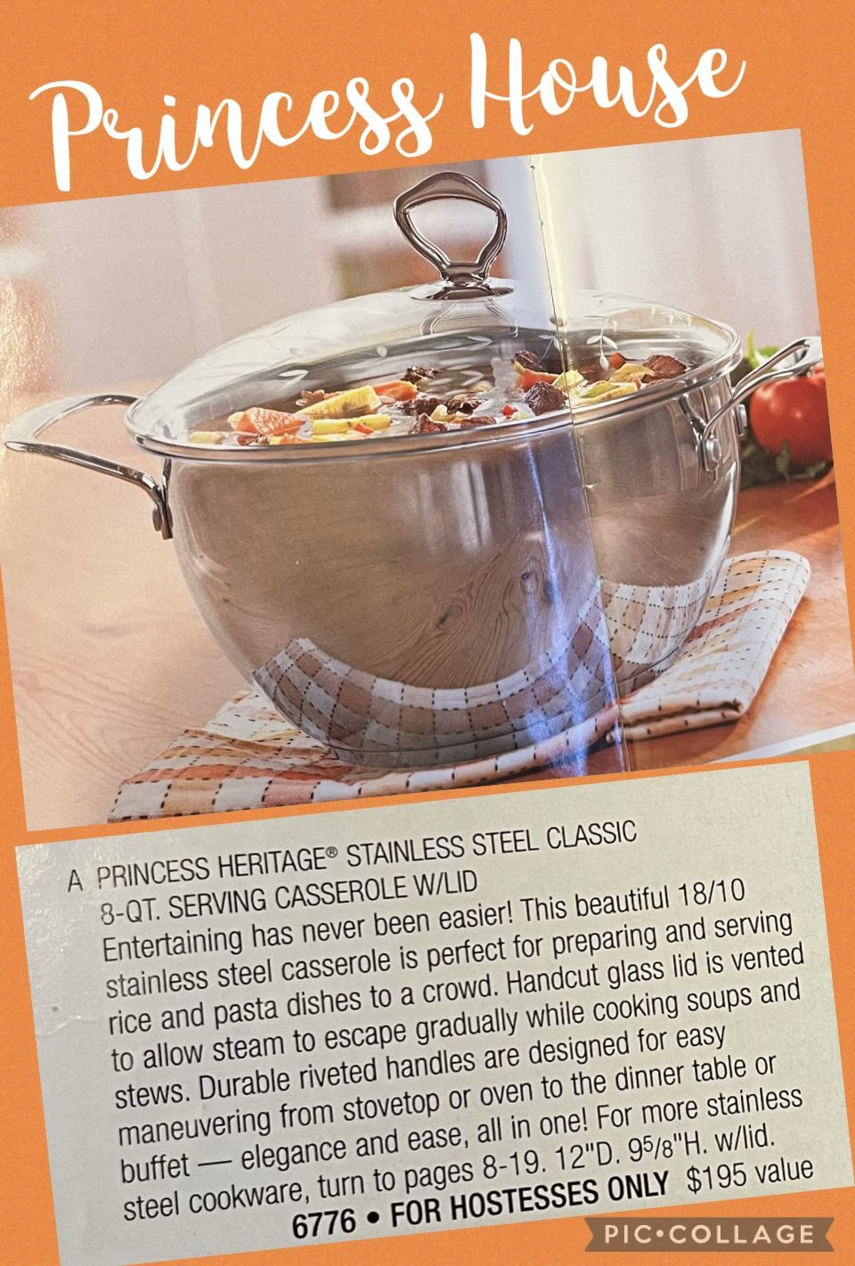 Princess House #6776 8qt Casserole W/Lid