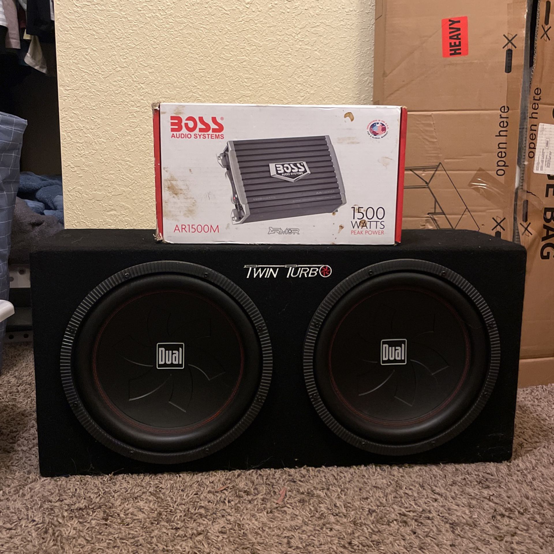 Dual Electronics SBX212i 12 inch subwoofer + Boss Audio Systems AR1500M