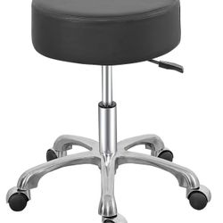 Swivel Rolling Stool Round Chair,Thick Sturdy Padding,Adjustable Stool with Wheels for Doctor,Medical,Massage Salon,Office,Shop(Black) (no Back, Black