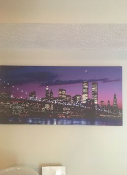 Twin Towers on canvas in good condition