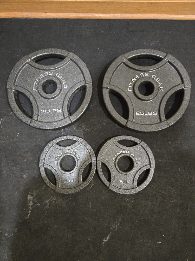 Excellent Condition 5lb And 25lb Fitness Gear Olympic Weight Plates