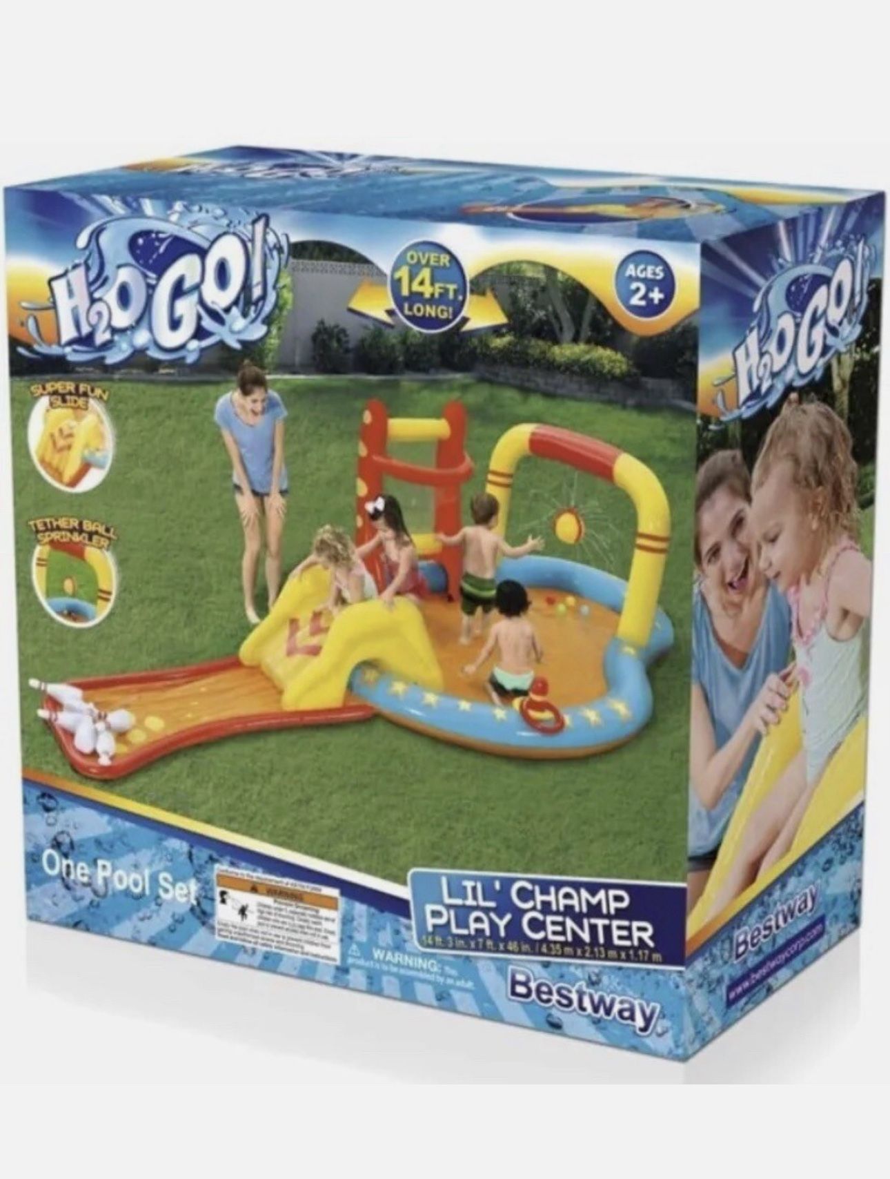 Brand New H2OGO Lil Champ Play Pool Center With Detachable Slide Kids Outdoor Summer Fun Designed to get kids moving, grooving and out of the house,