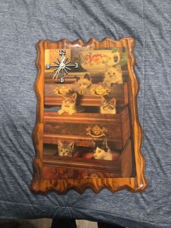 Vintage Kittens in Drawers Clock