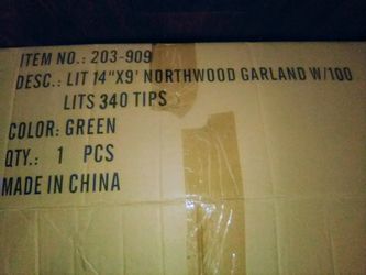 14”x 9' Northwood Garland w/100 Lights 340 Tips