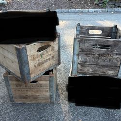 Vintage Wood Milk Crates - NY VT MA