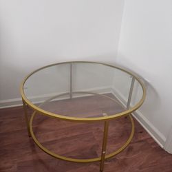 Gold Round Tempered Glass coffee Table: $60