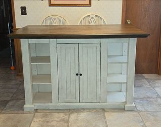 Counter Height Kitchen Island Dining Table with 4 Chairs/Stools