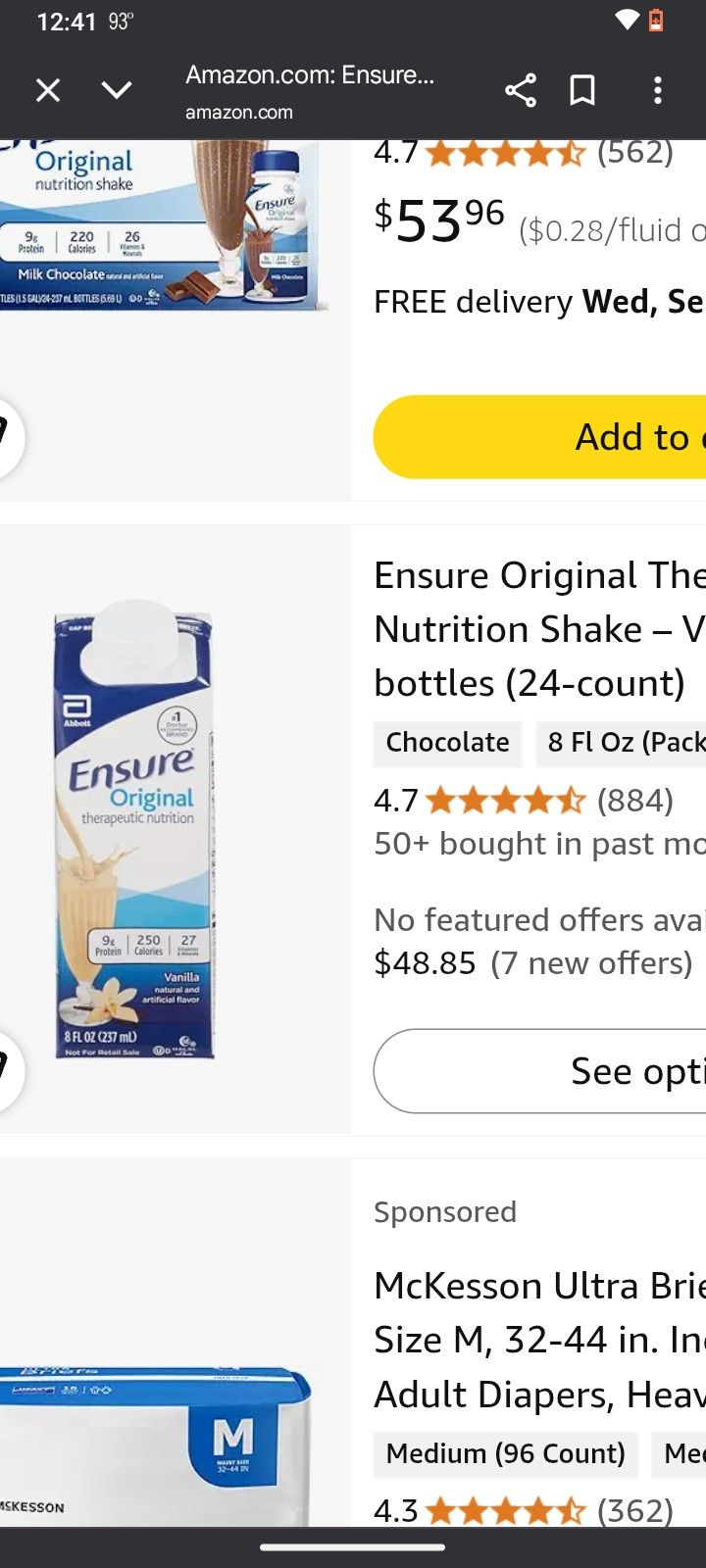 Ensure 8f Oz ,Vanilla And Chocolate,24 Count