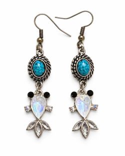 Turquoise Blue Mermaid Tail Dangle Earrings – Silver Tone Boho Jewelry