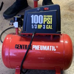 central pneumatic air compressor 3 gallon