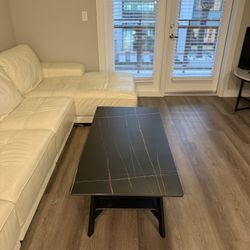 Modern Black Marble Coffee Table – 47″ x 24″ – Heavy & Stylish