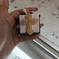 Gold cross with diamonds