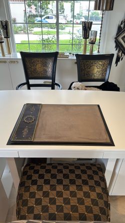 Desk Writing Mat In Suede And Leather