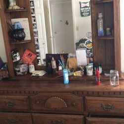 Dresser With Mirror And Shelves