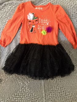 GUC 4T Orange Cat Halloween Dress w/ Sparkly Tulle Skirt