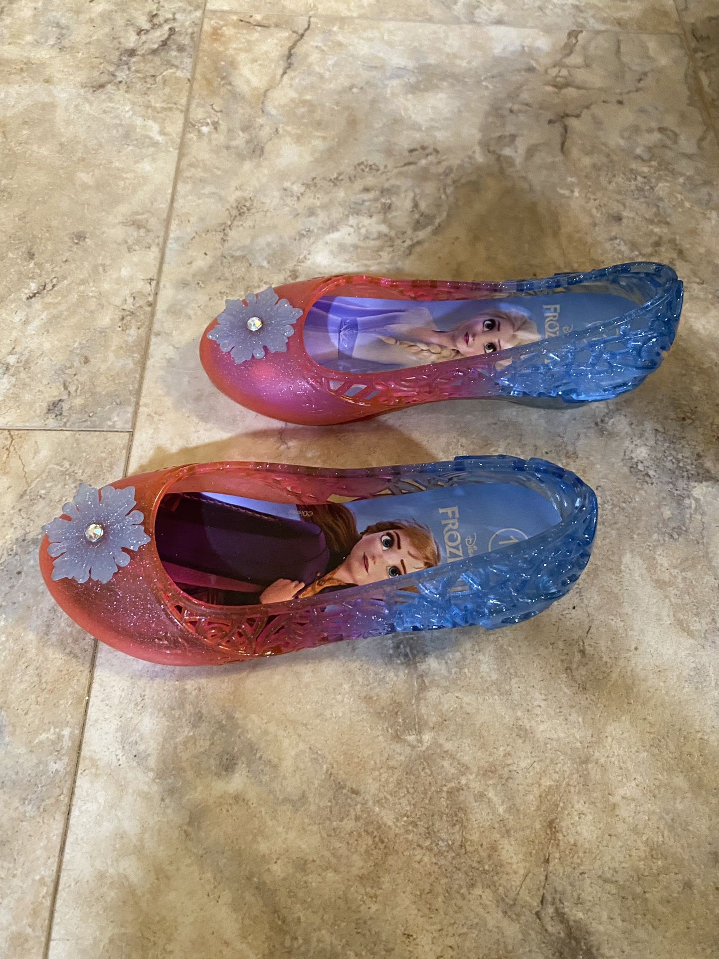 Elsa & Anna Frozen 2, Kid Pink/blue Slip on Jelly Sandals, Size-11