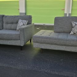 Ashley Furniture Charcoal Gray Loveseat Sofa & Chaise- Sold Together