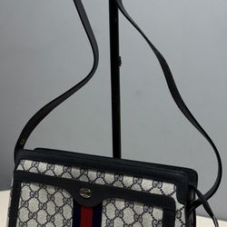 GUCCI Vintage Sherry Line Canvas Shoulder Bag