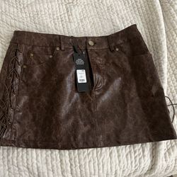 Brown Leather Skirt