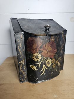 Antique/Victorian era Coffe/Tea Toleware Tin Bin