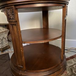 Solid Oak Round End Table