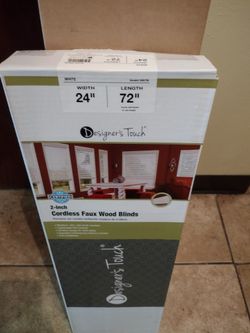 New 24 X 72 Cordless Faux Wood Blinds 2in.