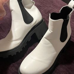 White Low Boots Size 9