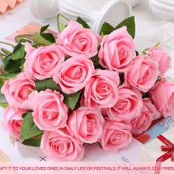 New 22Pcs Artificial Rose Flower Light Pink 