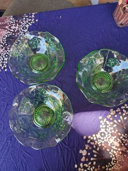 Vintage green glassware bowls