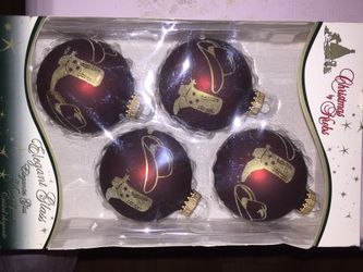 Cowboy Boots Hats Christmas Ornaments NEW in Box Gold Glitter Set