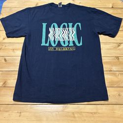 *  LOGIC NO PRESSURE Gildan Blue Graphic T-SHIRT Rap Hip Hop Concert Tour Large  * Clean, Smoke Free Home, Bright Colors! 