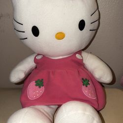 Vintage 2004 Sanrio HELLO KITTY Pink Strawberries Dress Plush w/Tag 24” RARE