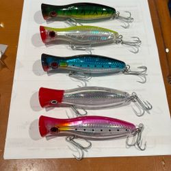 40g (1.4 Oz) Saltwater Popper Fishing Lure 5 Pack