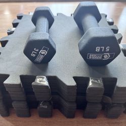 Let’s Workout! One 5lb & One 3lb Weight Plus Foam Mat 