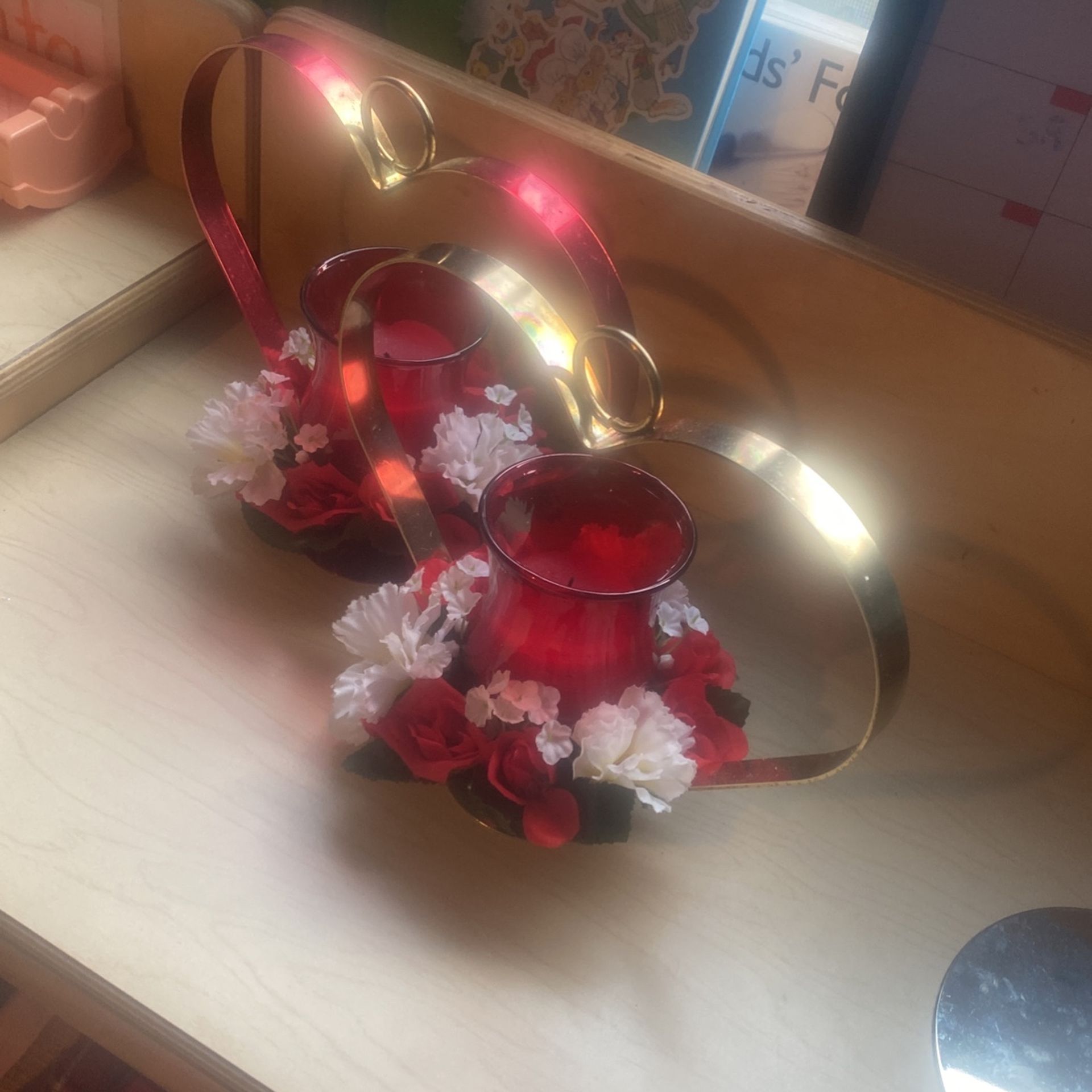 2 House Decoration Hearts For Candle Holder