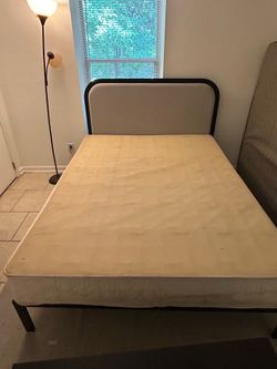 Modern Black Metal Upholstered Platform Bed Frame with Wooden Slats