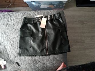 New. Leather Skirt With Belt
